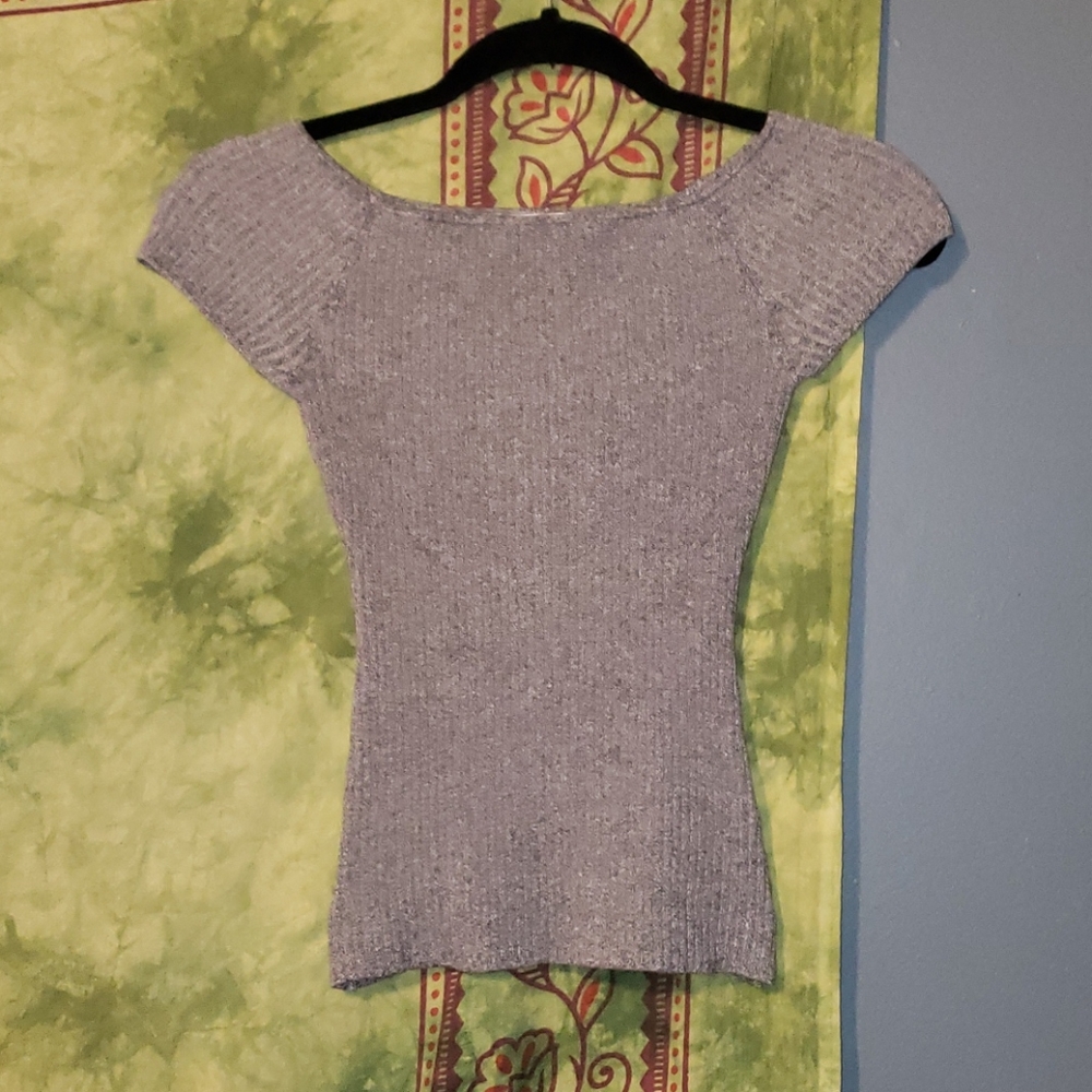 H&M heather gray short sleeve sweater